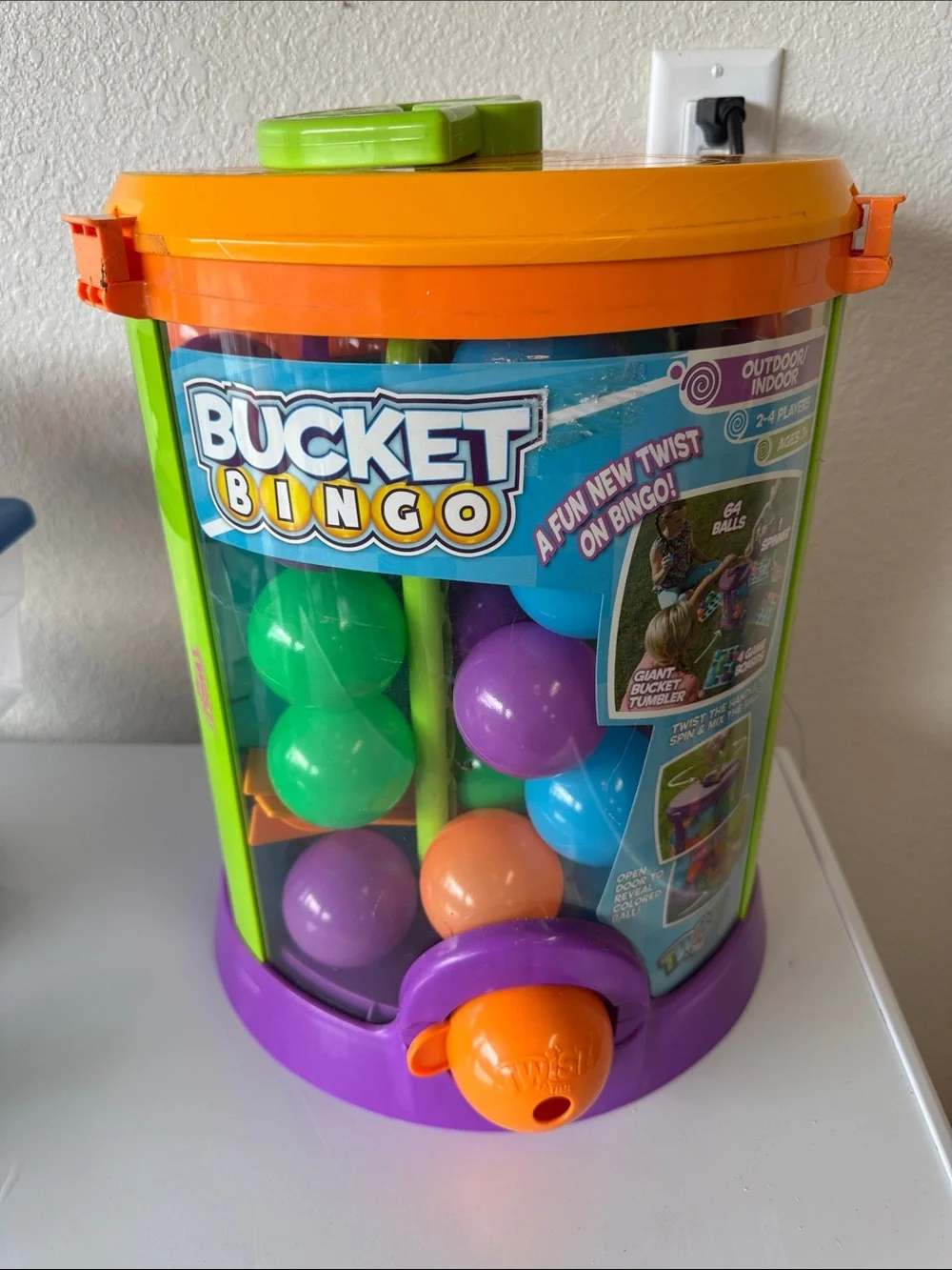 Bucket Bingo Kids Game - Colorful Orange, Purple & Green Play Set